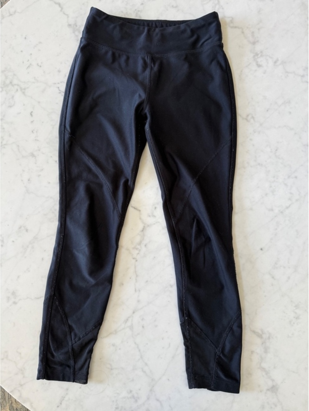 Mondetta Girls S 7/8 Black High Rise Mesh Panel Athletic Leggings